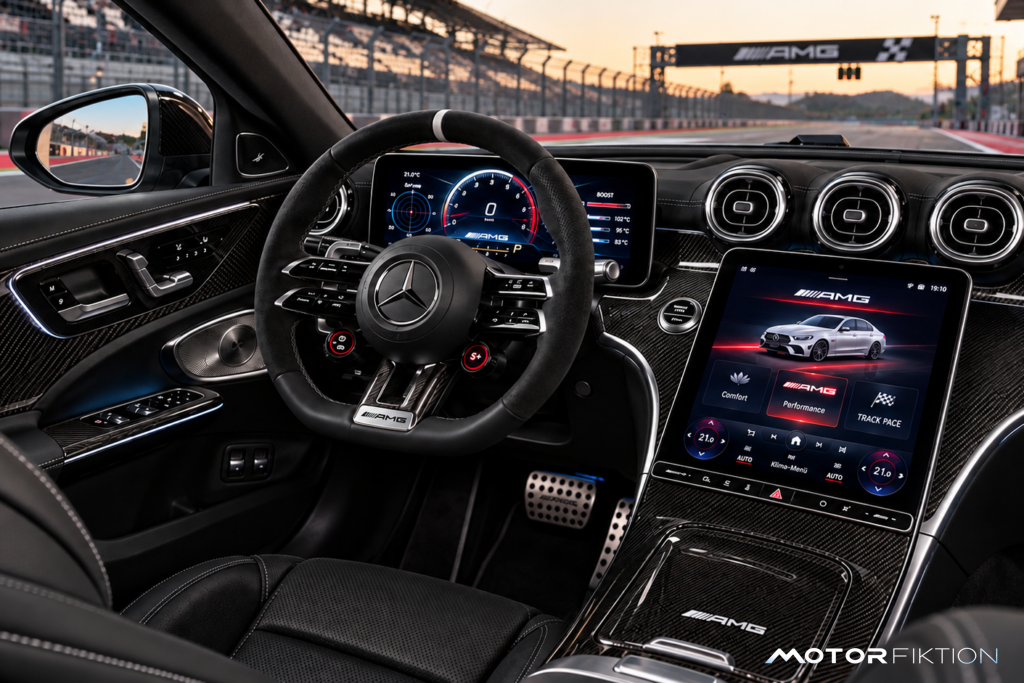 AMG Cockpit auf der Rennstrecke