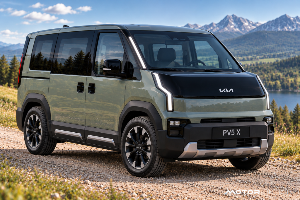 Kia PV5 X vor Alpenkulisse